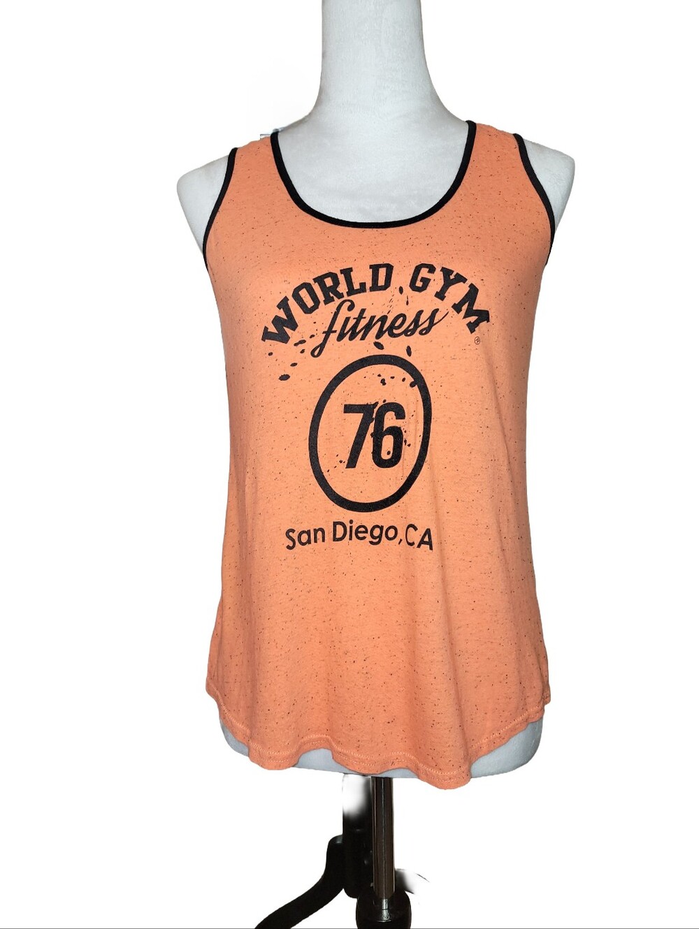 World Gym Fitness San Diego 76 Tank Top NWOT Orange & Black Size Med